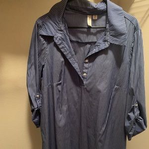 Blue and white striped T-shirt dress